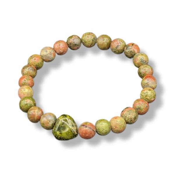 6mm Bracelet Unakite with Heart  Childs