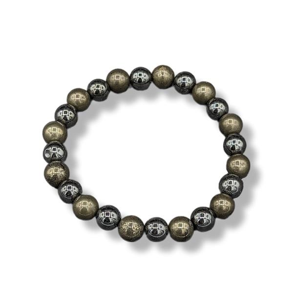 8mm Bracelet Pyrite and Hematite