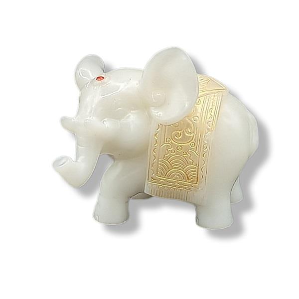 Figurine Elephant White Poly Resin 1.75"