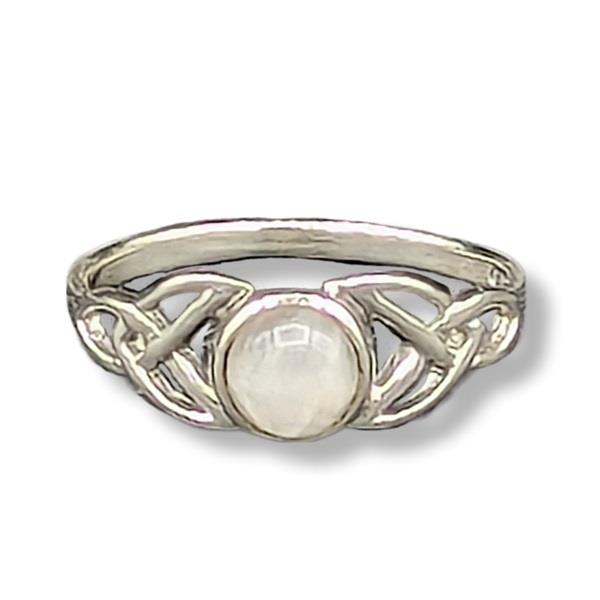 Ring Rainbow Moonstone Celtic Sterling Silver