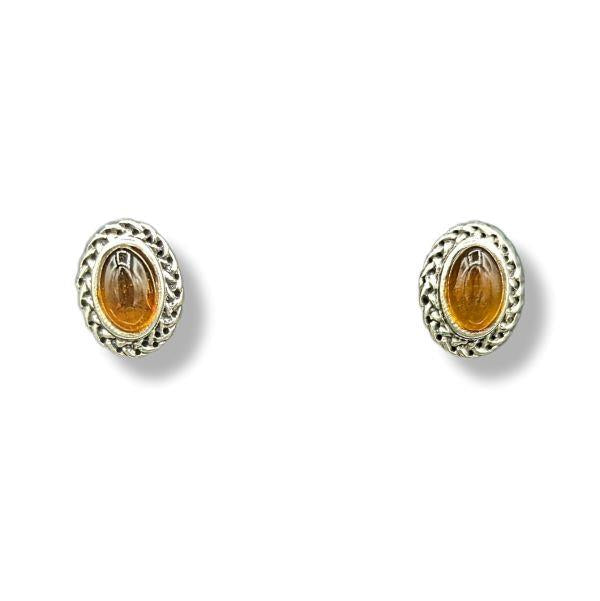 Earrings Amber Celtic Stud Sterling Silver