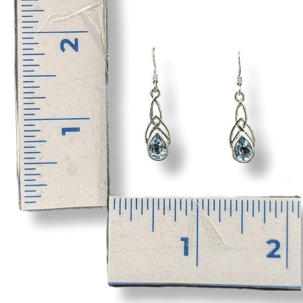 Earrings Blue Topaz Celtic Sterling Silver