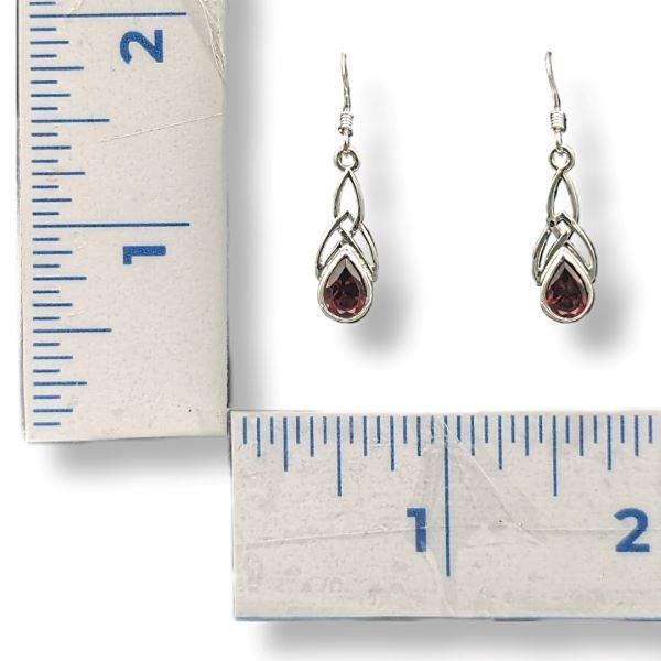 Earrings Garnet Celtic Sterling Silver