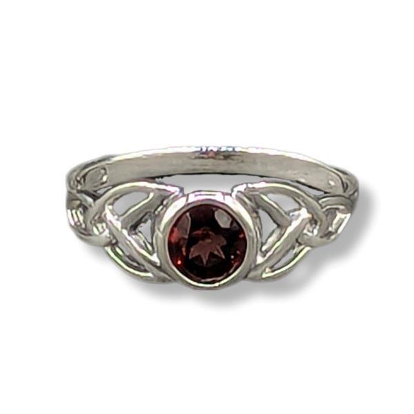 Ring Garnet Celtic Sterling Silver