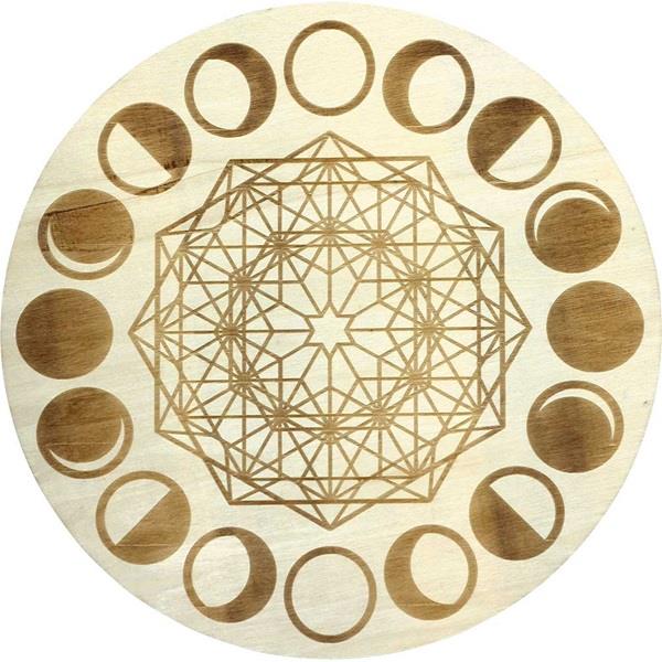 Wooden Crystal Grid Moon Phases