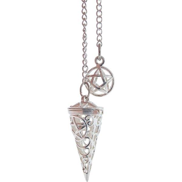 Pendulum Silver Tone Chamber Pentacle