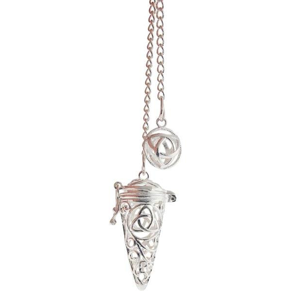 Pendulum Silver Tone Chamber Triquetra