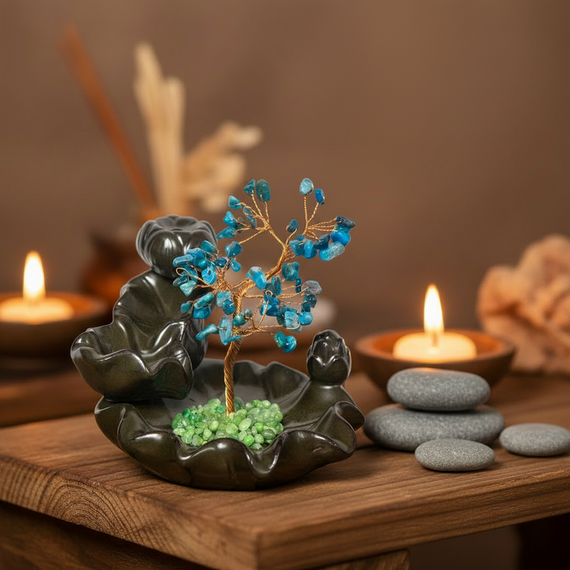 Backflow Incense Burner Gemstone Tree Apatite