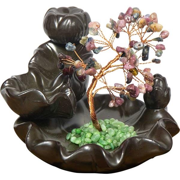 Backflow Incense Burner Gemstone Tree Tourmaline