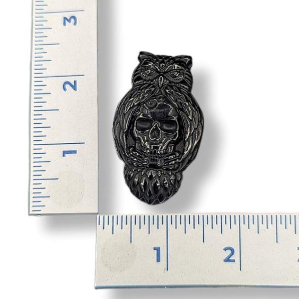 Black Obsidian Owl with Skull