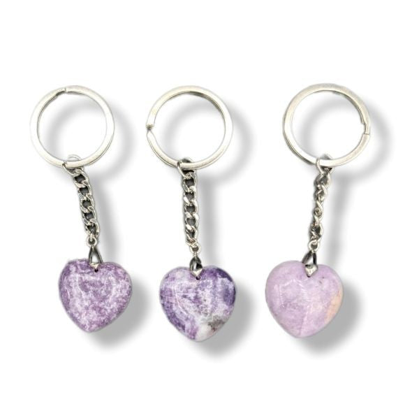 Keychain Lepidolite Heart