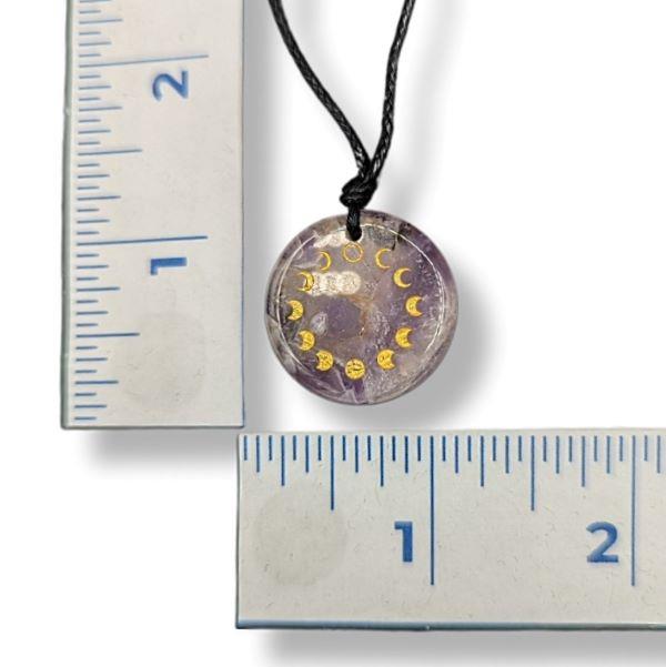 Necklace Amethyst Moon Phases Round