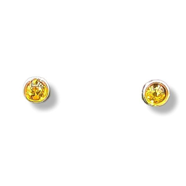 Earring Amber Round Stud Sterling Silver