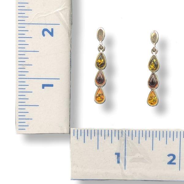 Earrings Amber Teardrop Sterling Silver