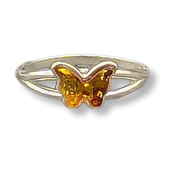 Ring Amber Butterfly Sterling Silver