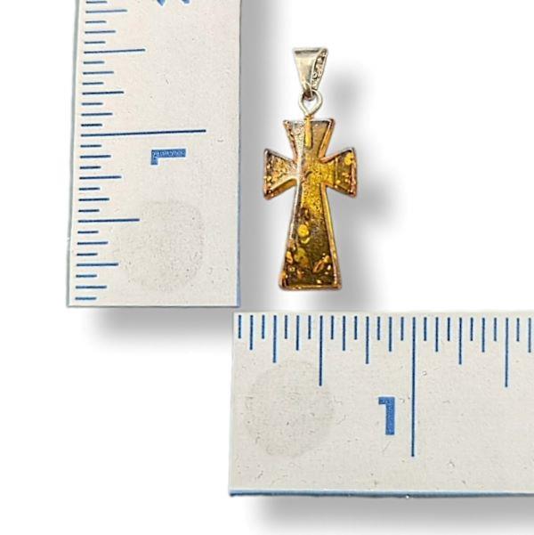 Pendant Amber Cross Sterling Silver Bail