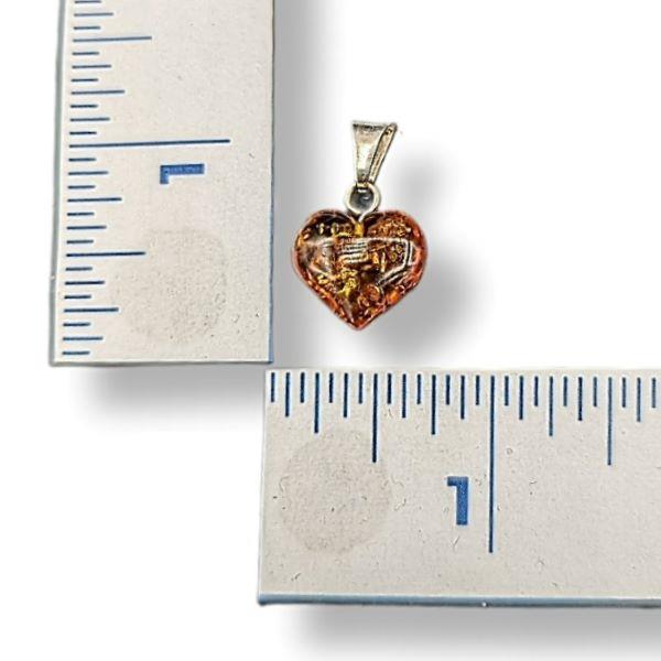 Pendant Amber Heart Sterling Silver Bail