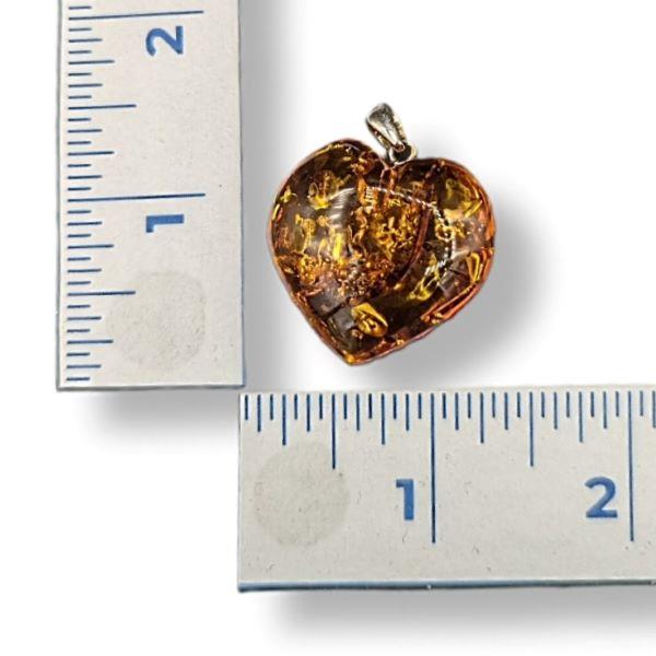 Pendant Amber Heart Sterling Silver Bail