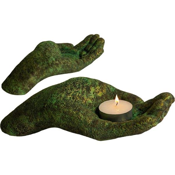 Candle Holder Offering Hand Volcanic Stone