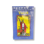 Book titled 'The Pictorial Key to the Tarot' by Arthur Edward Waite with a colorful front cover on a white background.