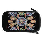 Black case with colorful floral pattern on a white background