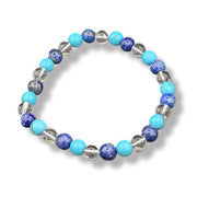 Multicolored beaded bracelet on a white background