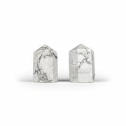 Two Howlite towers  on a white background