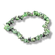 Green stone bracelet on a white background