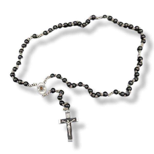 5mm Rosary Black Wood Fatima Center Hang