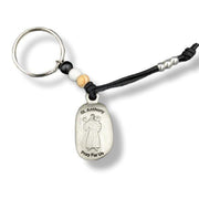 Keychain with a soothing token with Saint Anthony and  Pray For Us' on a white background