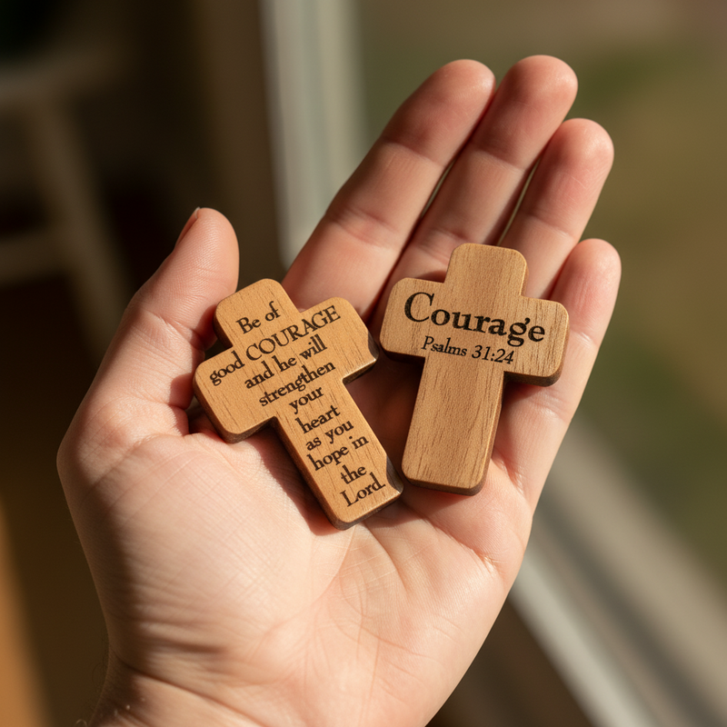 Pocket Cross Wooden Courage