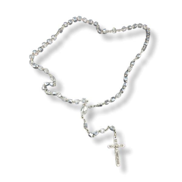 8mm Grey Glass Rosary Fatima Center Hang