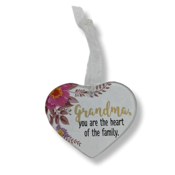 Glass Heart Ornament Grandma