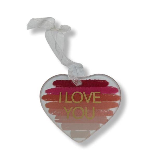 Glass Heart Ornament I Love You