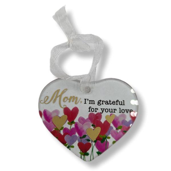 Glass Heart Ornament Mom