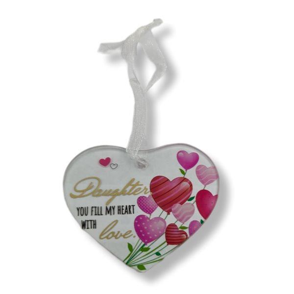 Glass Heart Ornament Daughter