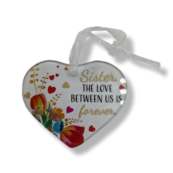 Glass Heart Ornament Sister