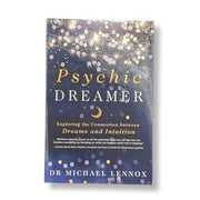 Book cover of 'Psychic Dreamer' by Dr. Michael Lennox with a celestial design.