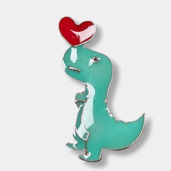 Pin Dinosaur Green with Heart