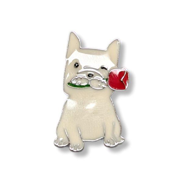 Pin Dog with Rose I Ruff You