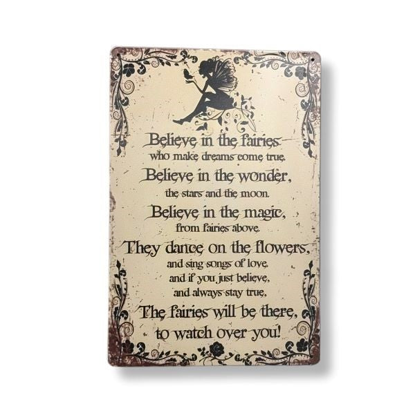 Metal Wall Plaque Believe in the Fairies