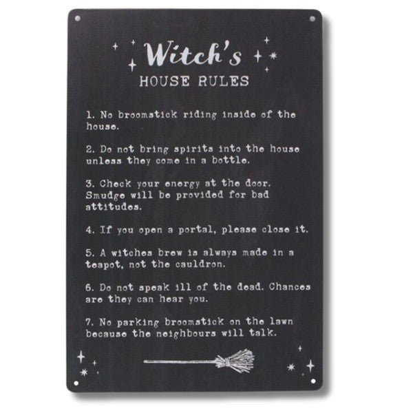 Metal Wall Plaque Witch's House Rules