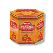 Box of HEM Dragons Blood incense cones on a white background