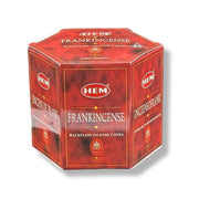 Red box of HEM Frankincense backflow incense cones on a white background