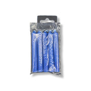 Pack of blue mini candles  in clear packaging on a white background
