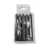 Pack of black mini candles with a clear plastic sleeve on a white background