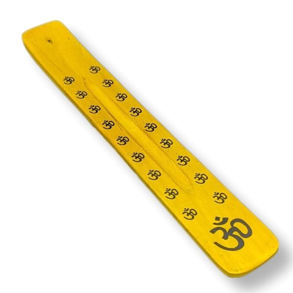 Incense Burner Wooden Yellow Om 10"