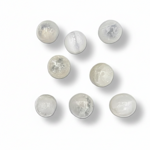 Selenite tumbled on a white background