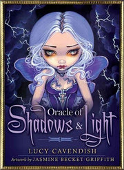 Oracle deck cover of 'Oracle of Shadows & Light' by Lucy Cavendish with artwork by Jasmine Becket-Griffith.