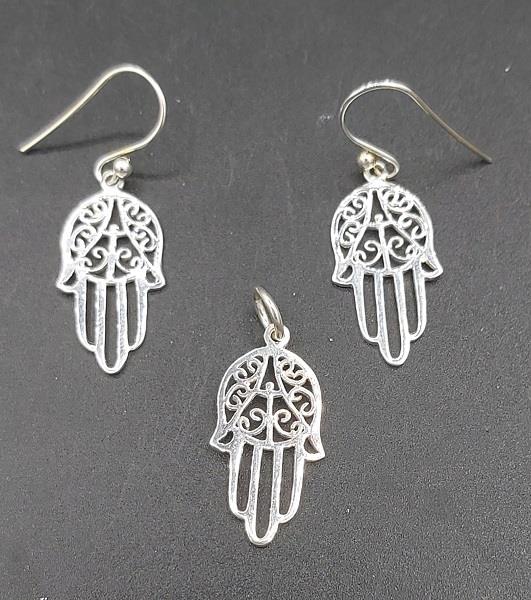 Pendant Earring Set Hand Of Fatima